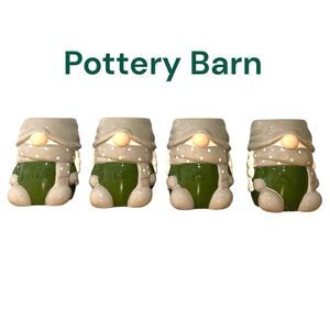 Pottery Barn GNOMETTE gnome shaped ceramic 4 mug Gnome Set